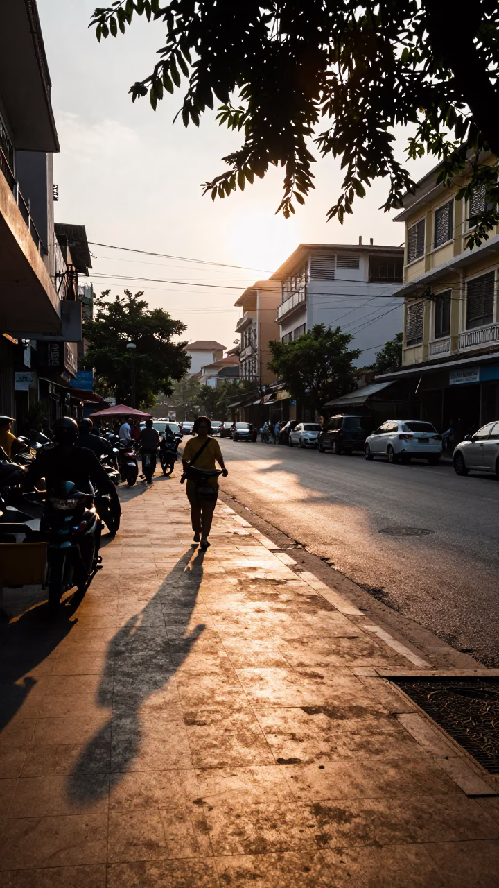 Street Scene in Ho Chi Minh City at The Early Evening Light in in Ho Chi Minh City, Vietnam