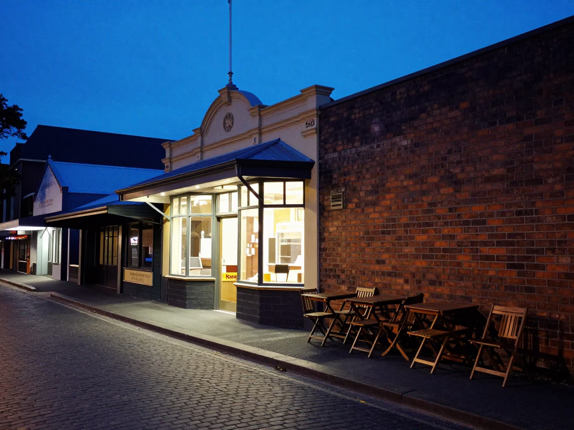 Street Scene in Hobart at Blue Hour in in Hobart, Tasmania, Australia