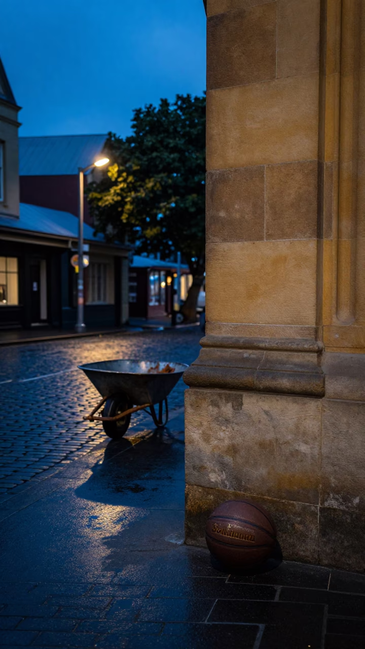 Street Scene in Hobart at Blue Hour in in Hobart, Tasmania, Australia