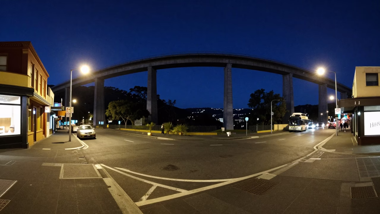 Street Scene in Hobart at Midnight Light in in Hobart, Tasmania, Australia