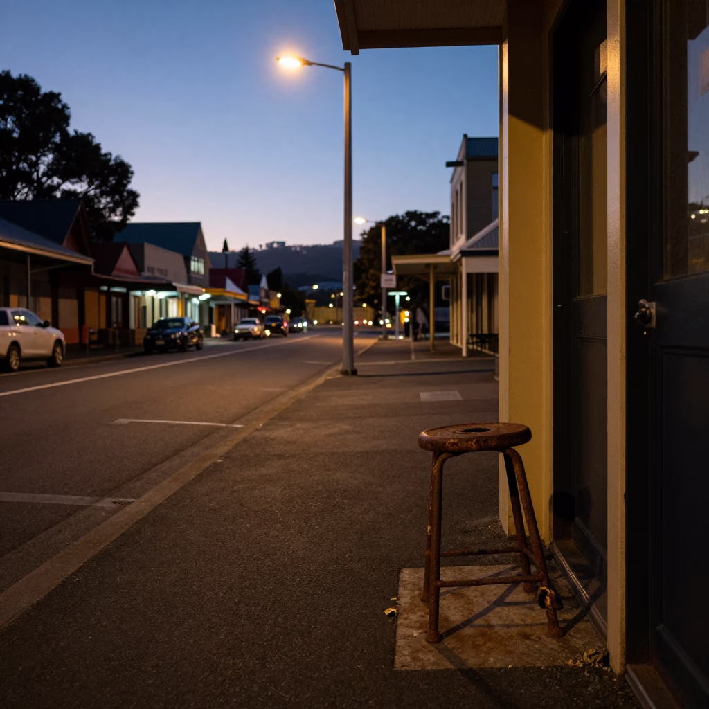 Street Scene in Hobart at The Still Hours Before Dawn Light in in Hobart, Tasmania, Australia