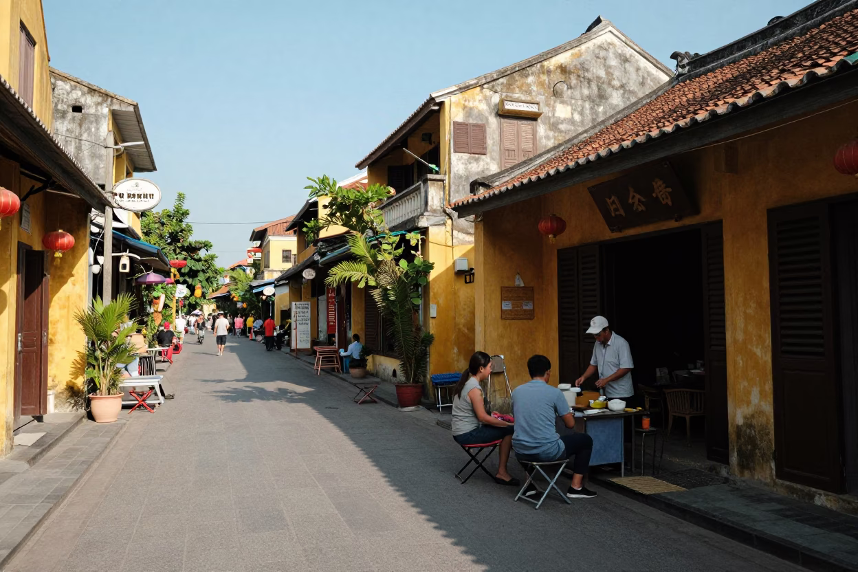Street Scene in Hoi An at Afternoon Light in in Hoi An, Vietnam