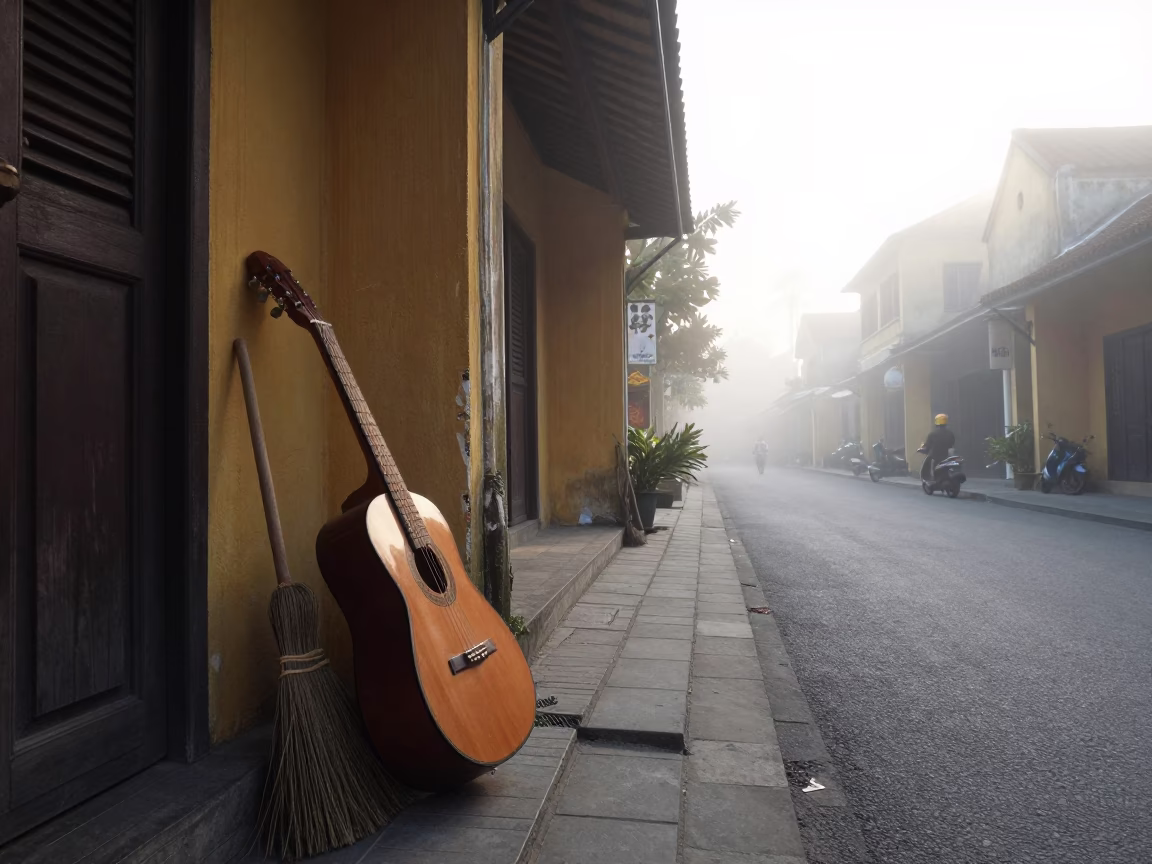 Street Scene in Hoi An at Dawn Light in in Hoi An, Vietnam