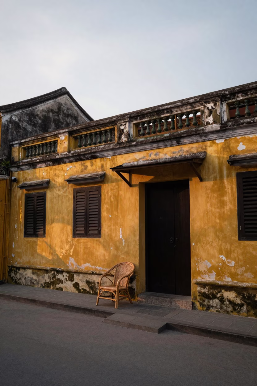 Street Scene in Hoi An at First Light Of Dawn in in Hoi An, Vietnam