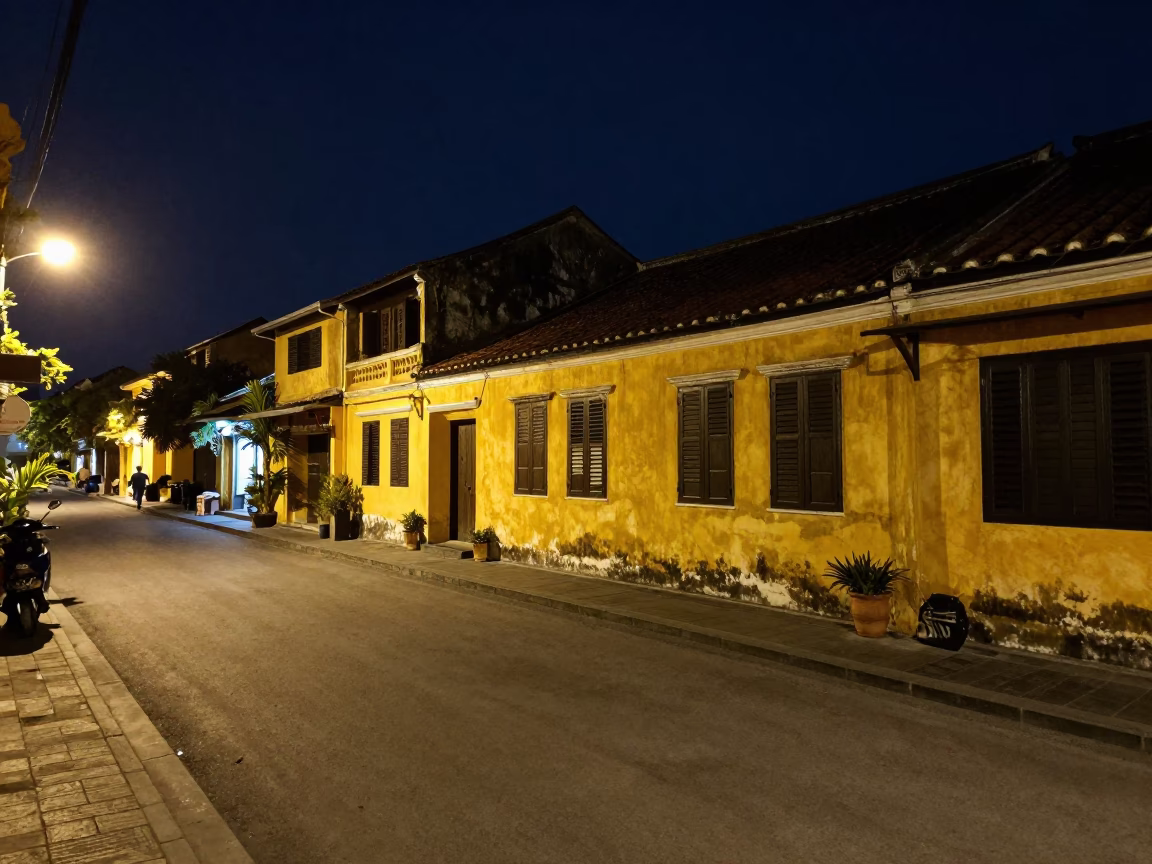 Street Scene in Hoi An at Midnight Light in in Hoi An, Vietnam