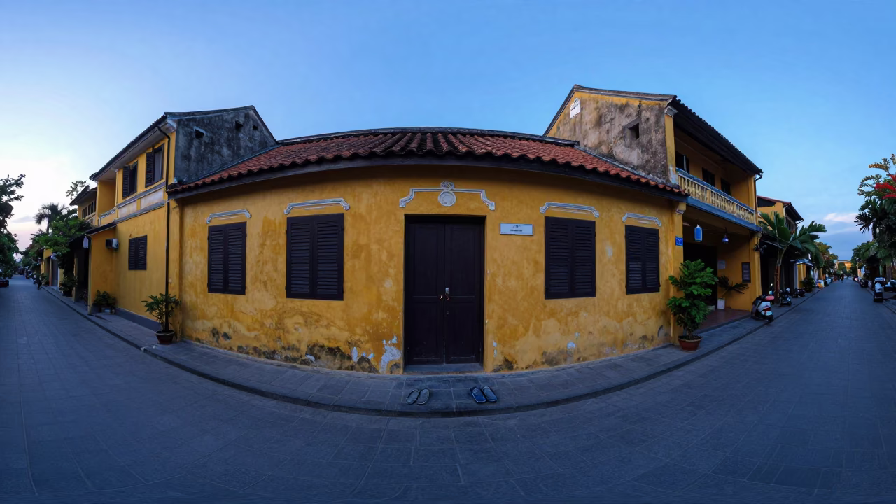 Street Scene in Hoi An at Sunrise Light in in Hoi An, Vietnam