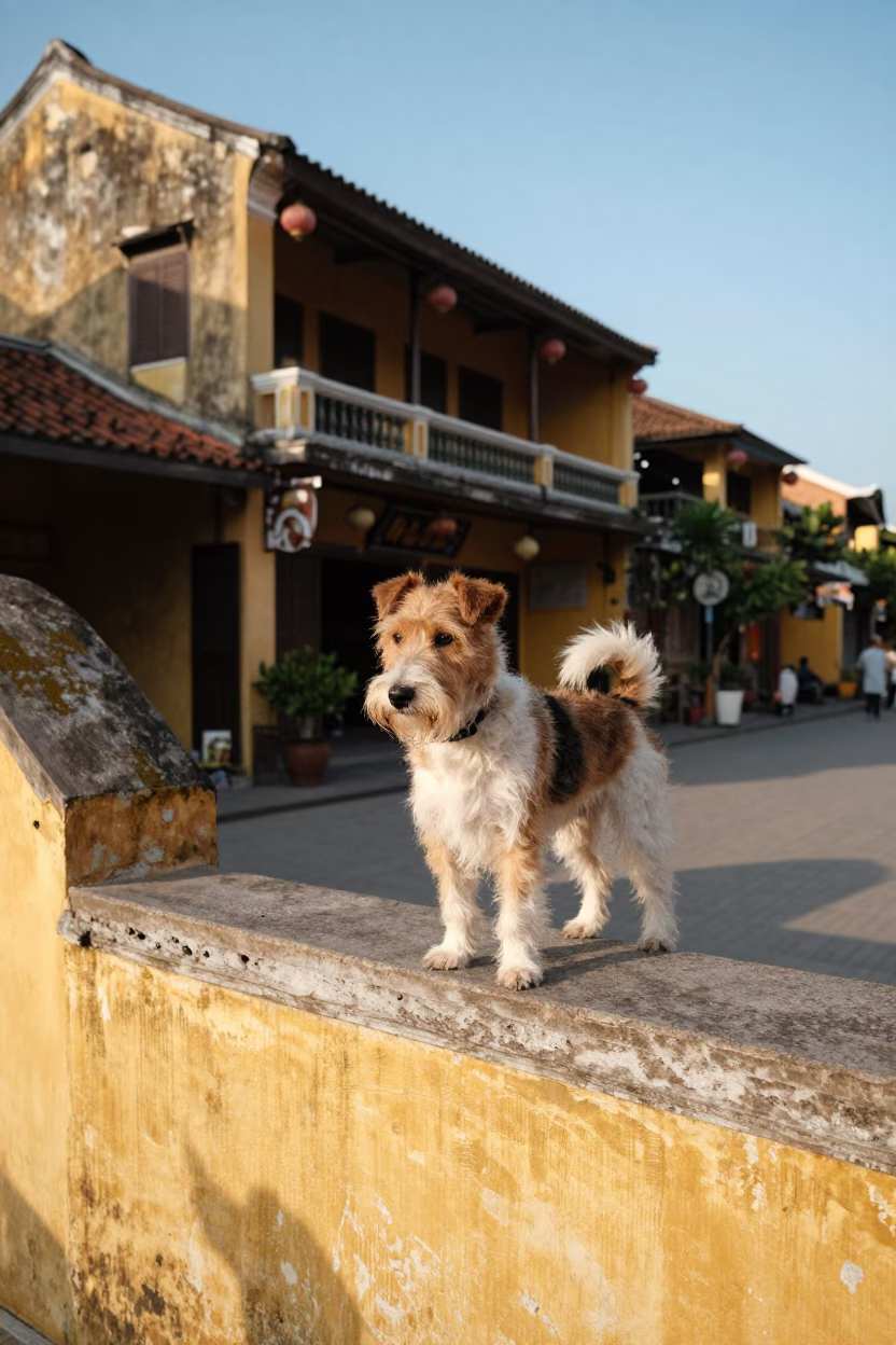Street Scene in Hoi An at The Late Afternoon Light in in Hoi An, Vietnam