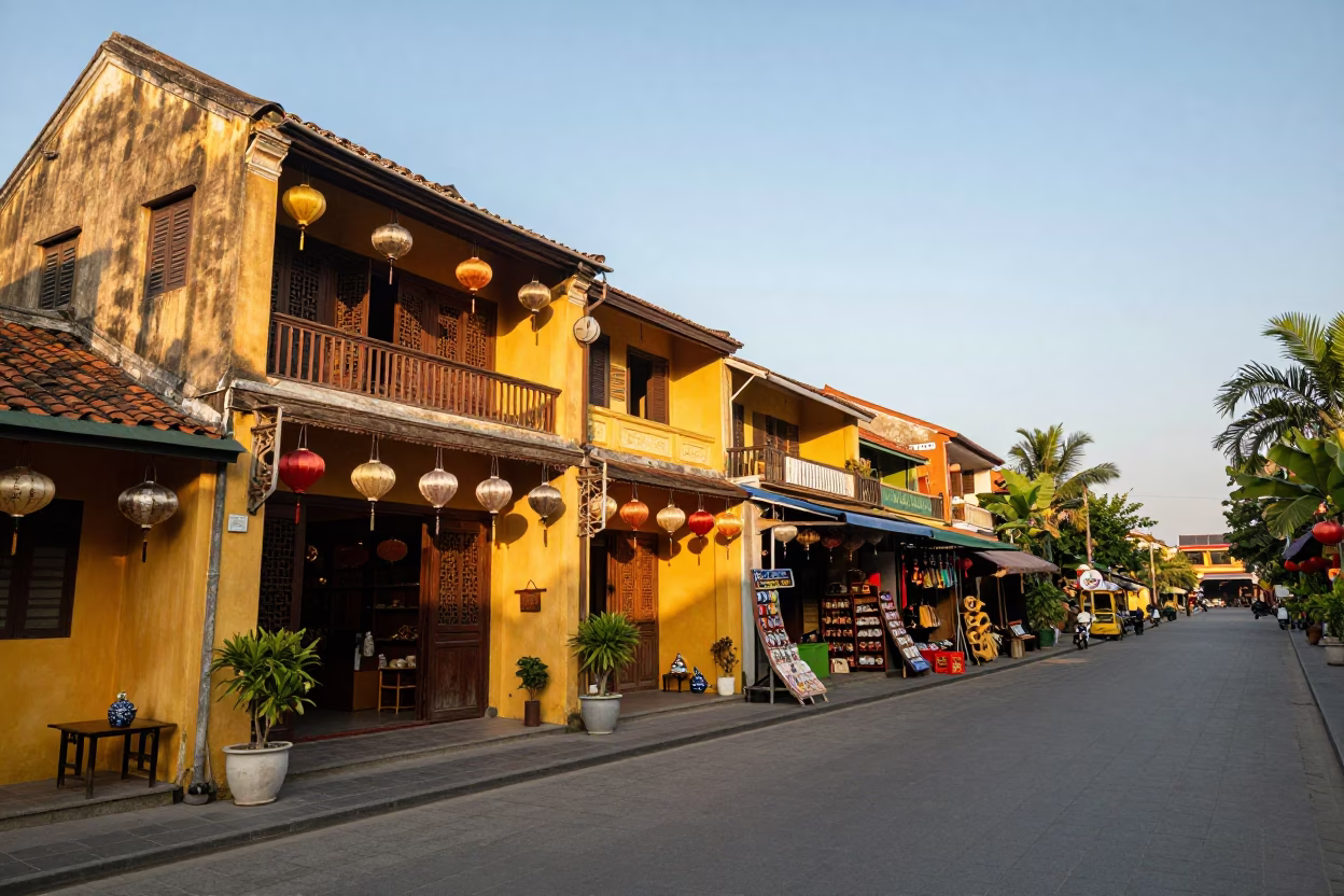 Street Scene in Hoi An at The Late Afternoon Light in in Hoi An, Vietnam