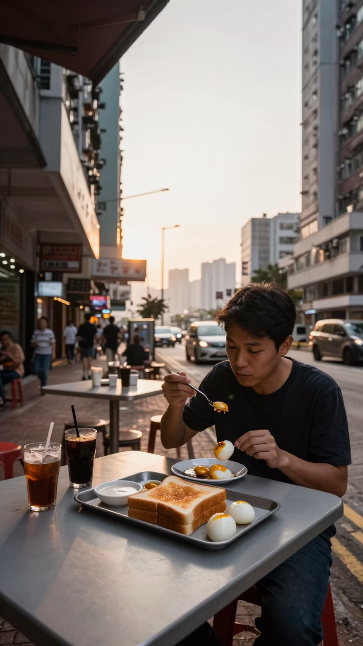 Street Scene in Hong Kong at Golden Hour in in Hong Kong, Hong Kong