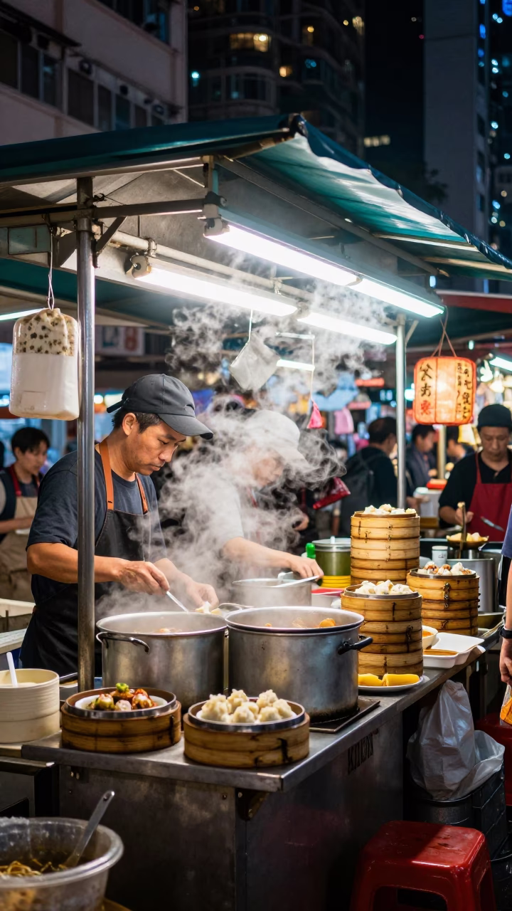 Street Scene in Hong Kong at Midnight Light in in Hong Kong, Hong Kong