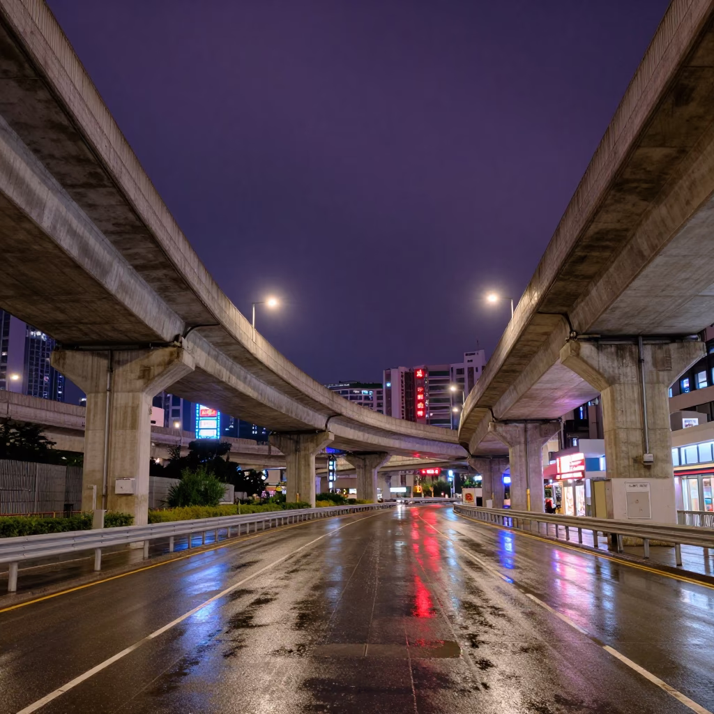 Street Scene in Hong Kong at The Deepest Night Sky Light in in Hong Kong, Hong Kong