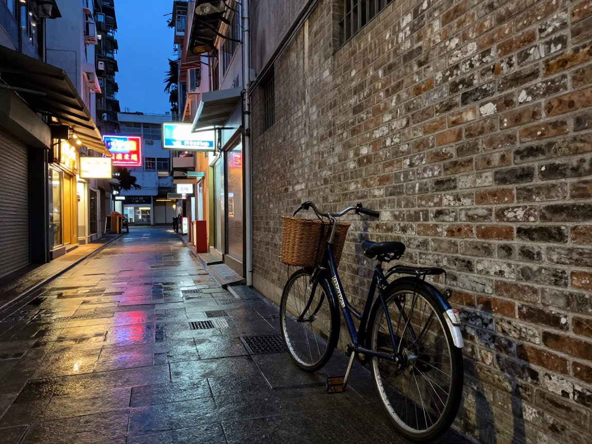 Street Scene in Hong Kong at Twilight in in Hong Kong, Hong Kong