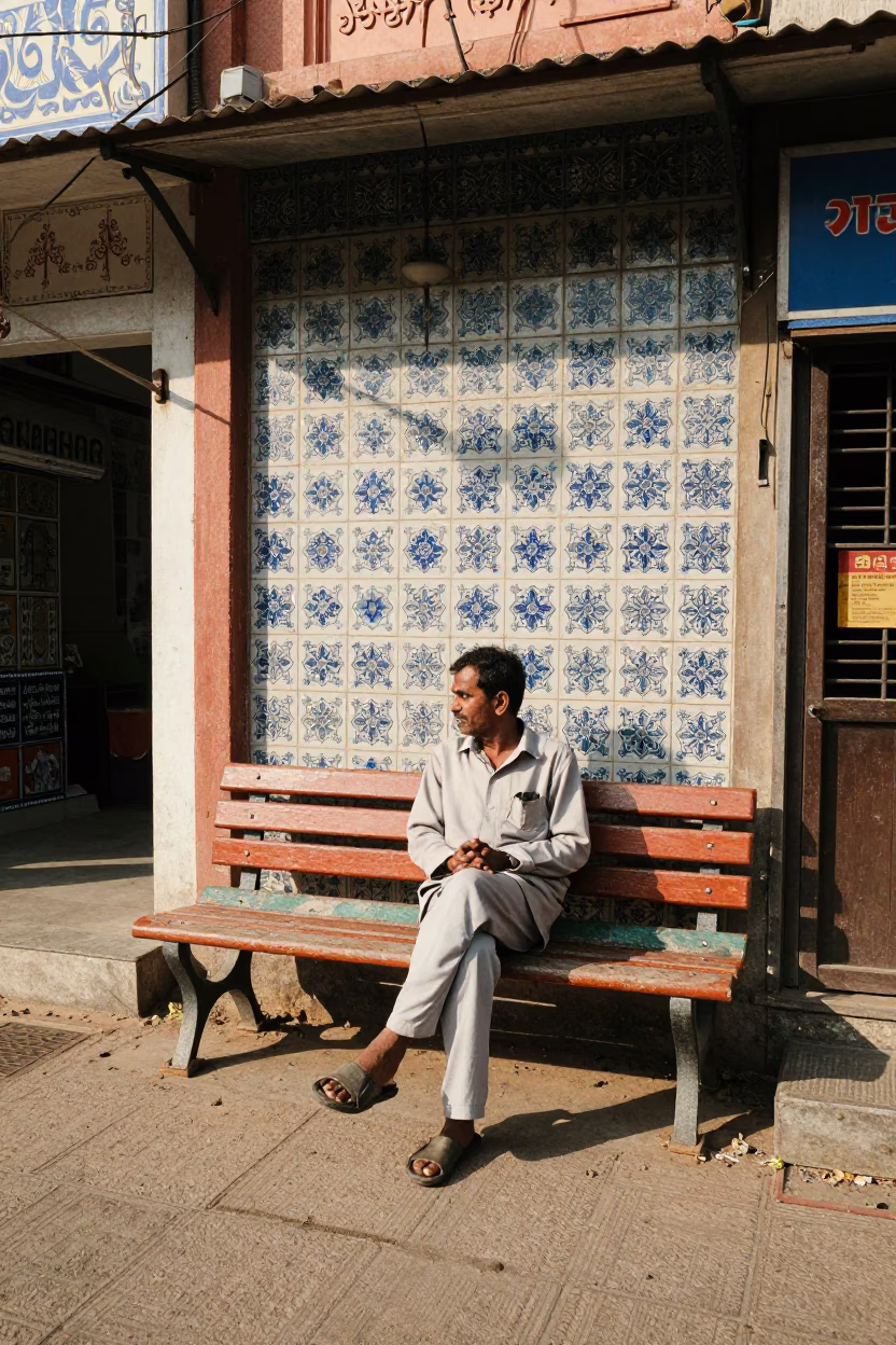 Street Scene in Hyderabad at Noon Light in in Hyderabad, India