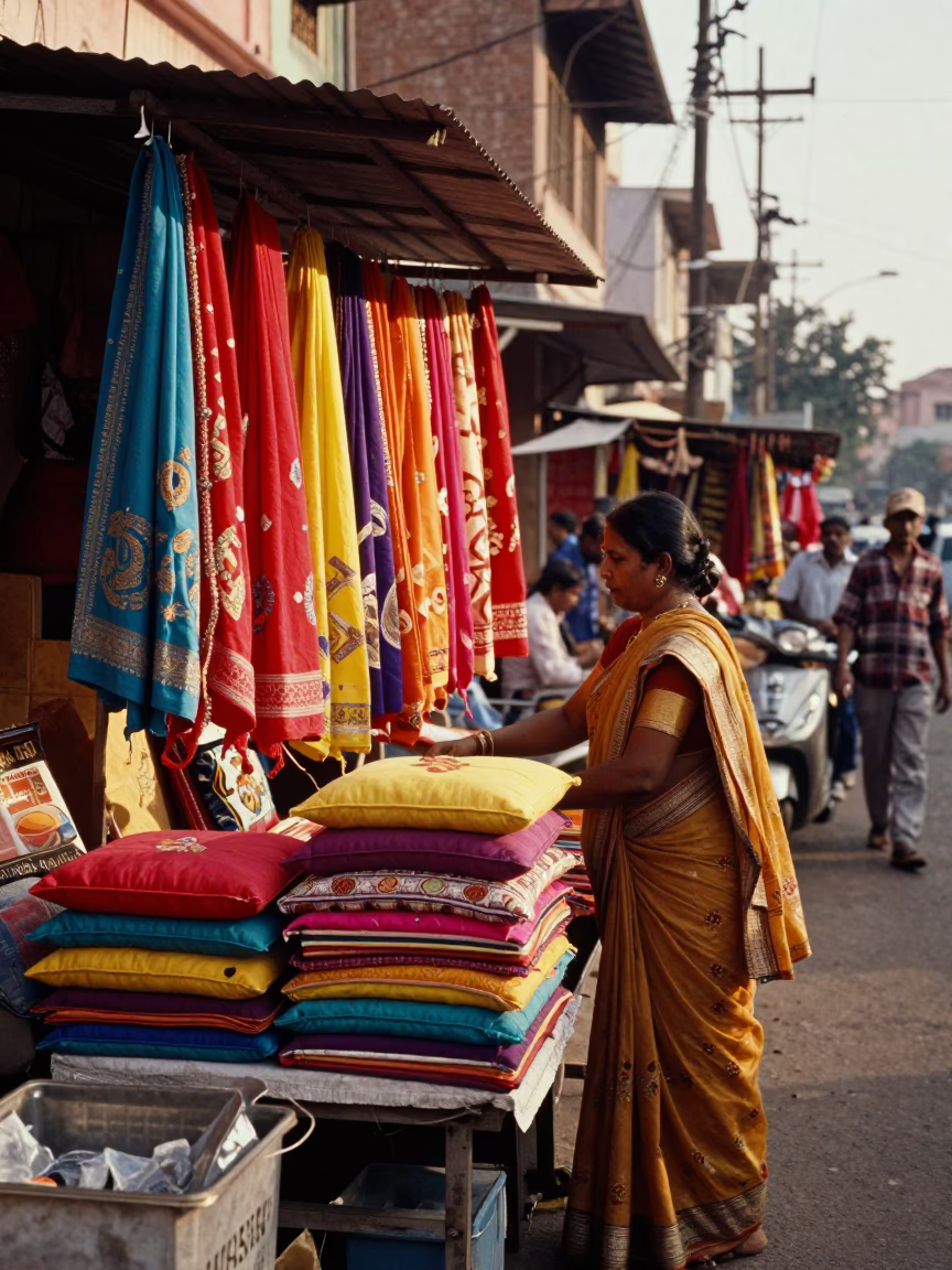 Street Scene in Hyderabad at The Early Afternoon Light in in Hyderabad, India