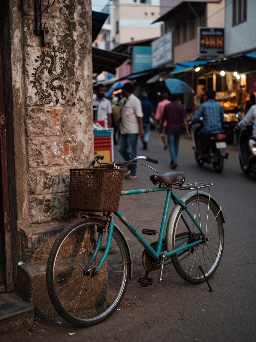 Street Scene in Hyderabad at The Early Evening Light in in Hyderabad, India