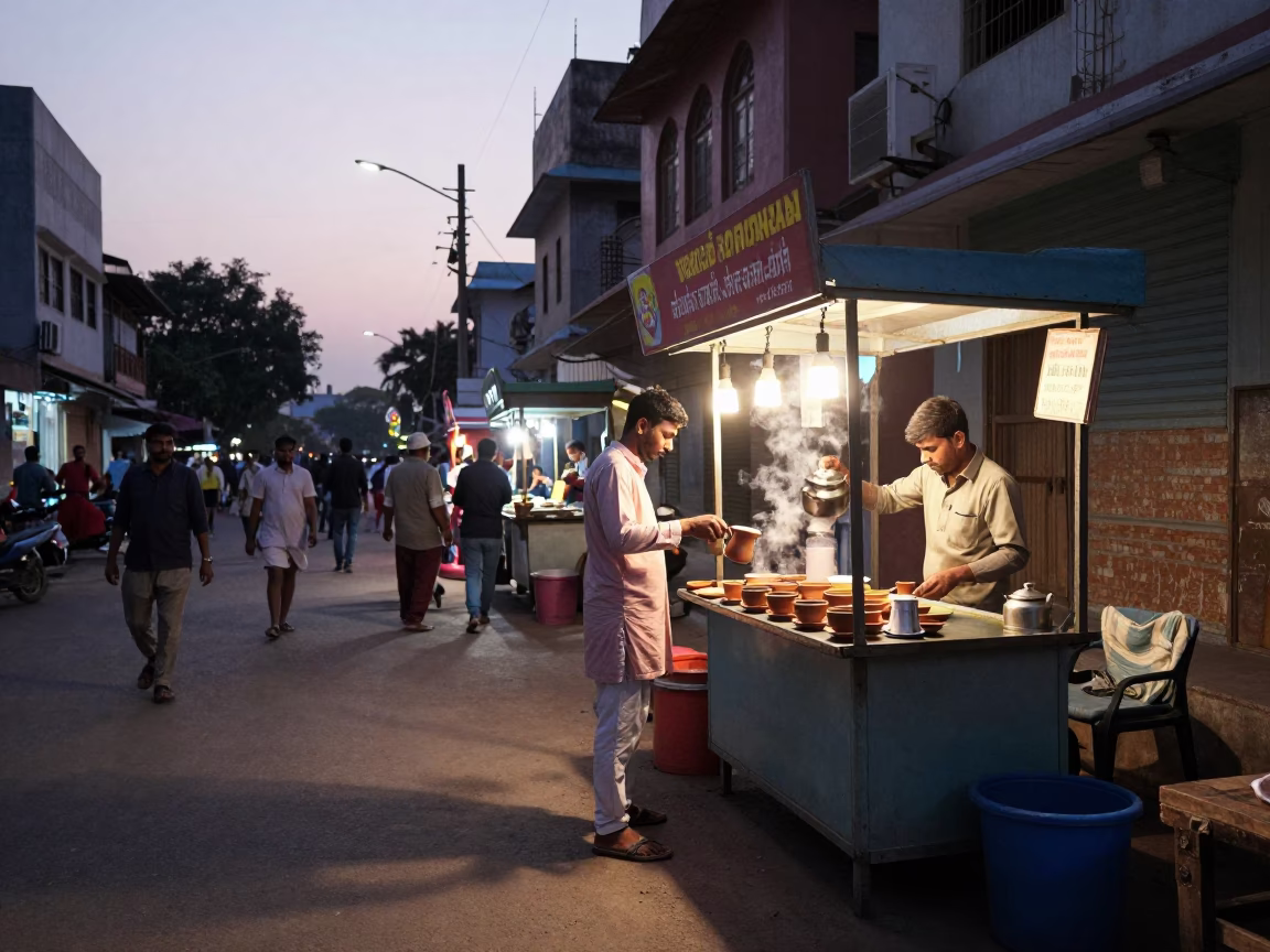 Street Scene in Hyderabad at The Early Evening Light in in Hyderabad, India