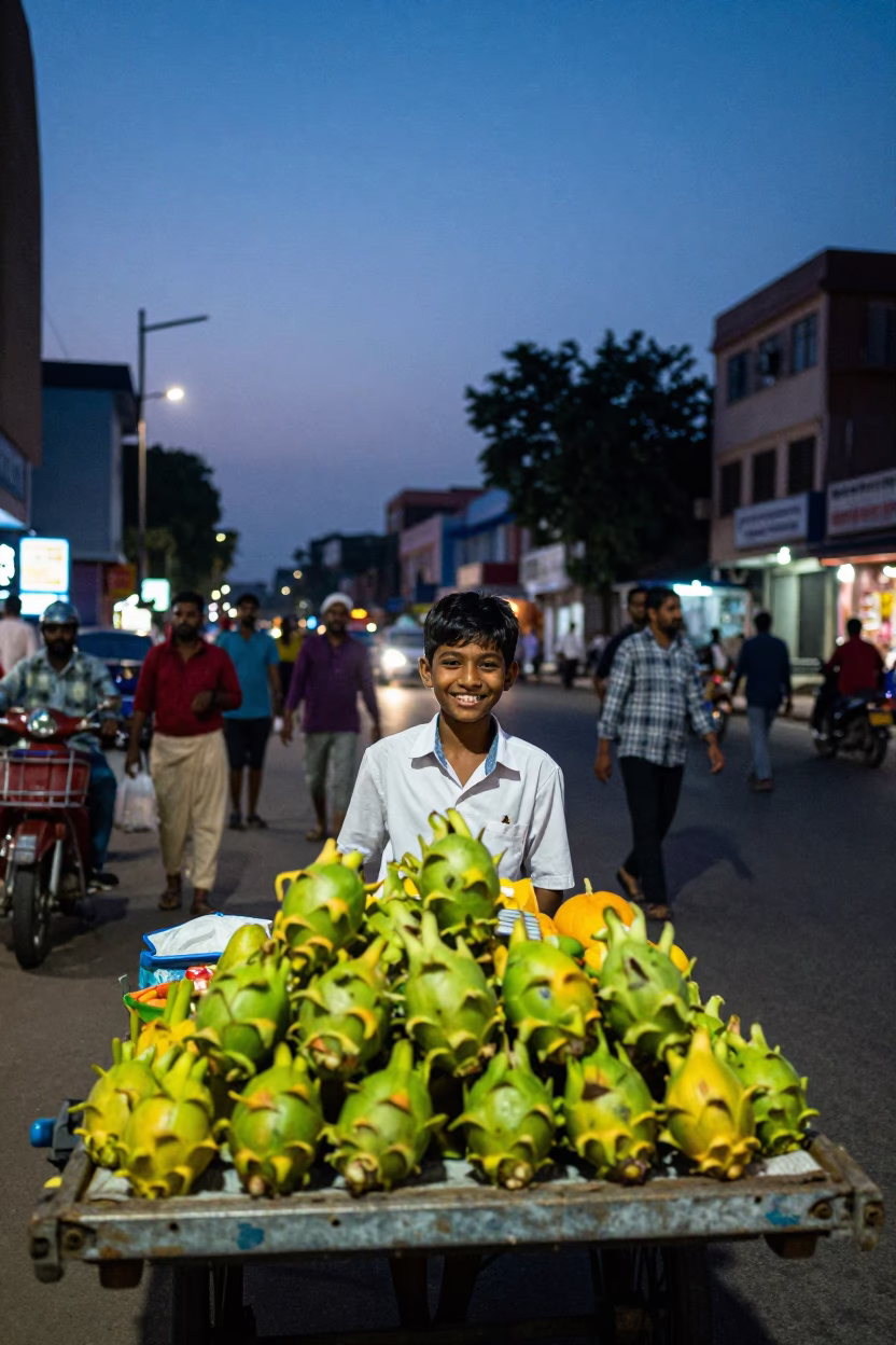 Street Scene in Hyderabad at Twilight in in Hyderabad, India