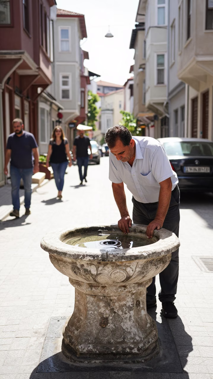 Street Scene in Istanbul at Bright Midmorning Light in in Istanbul, Turkey