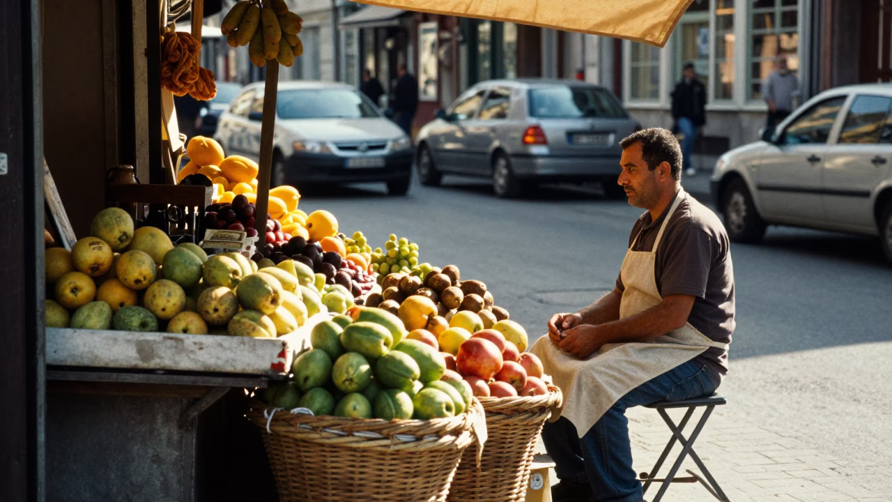 Street Scene in Istanbul at The Early Afternoon Light in in Istanbul, Turkey