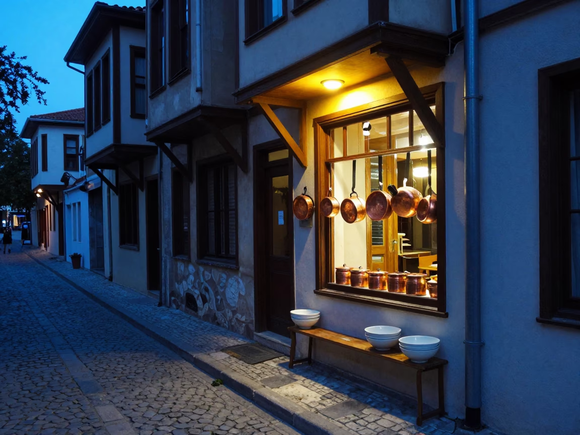 Street Scene in Izmir at Blue Hour in in Izmir, Turkey