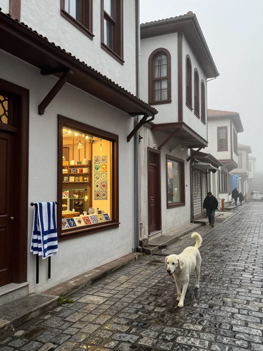 Street Scene in Izmir at Dawn Light in in Izmir, Turkey