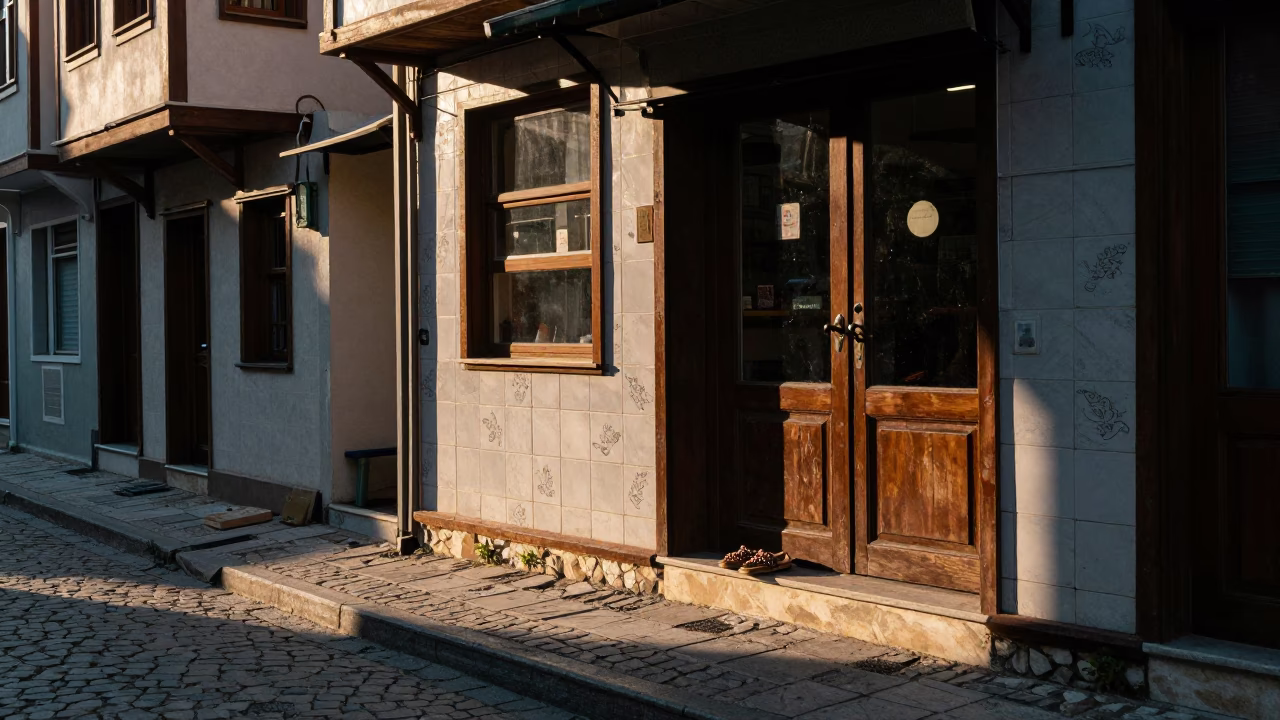 Street Scene in Izmir at First Light Of Dawn in in Izmir, Turkey