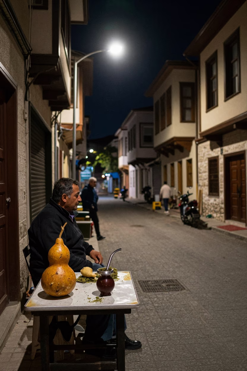 Street Scene in Izmir at Late At Night Light in in Izmir, Turkey
