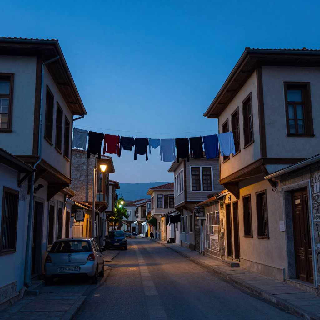 Street Scene in Izmir at The Still Hours Before Dawn Light in in Izmir, Turkey