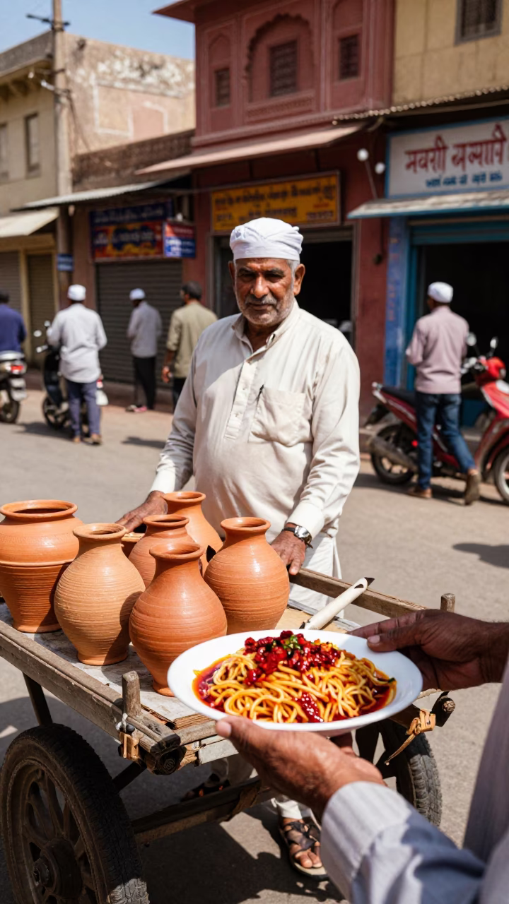 Street Scene in Jaipur at Bright Midmorning Light in in Jaipur, India