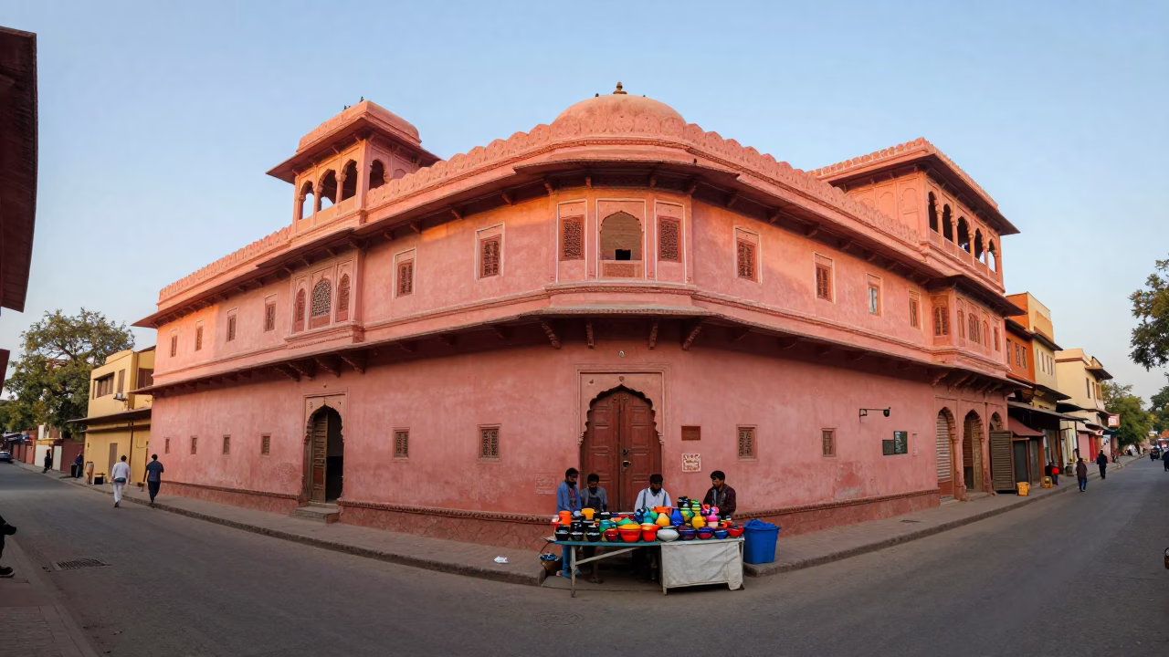 Street Scene in Jaipur at First Light Of Dawn in in Jaipur, India
