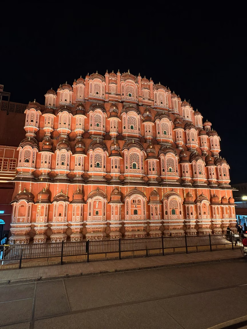 Street Scene in Jaipur at Midnight Light in in Jaipur, India