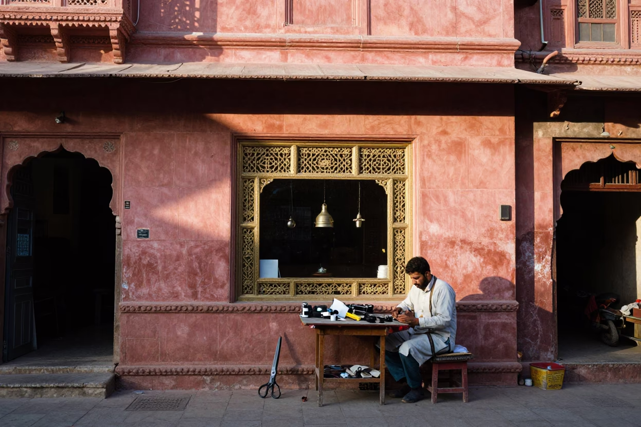 Street Scene in Jaipur at The Early Morning Light in in Jaipur, India