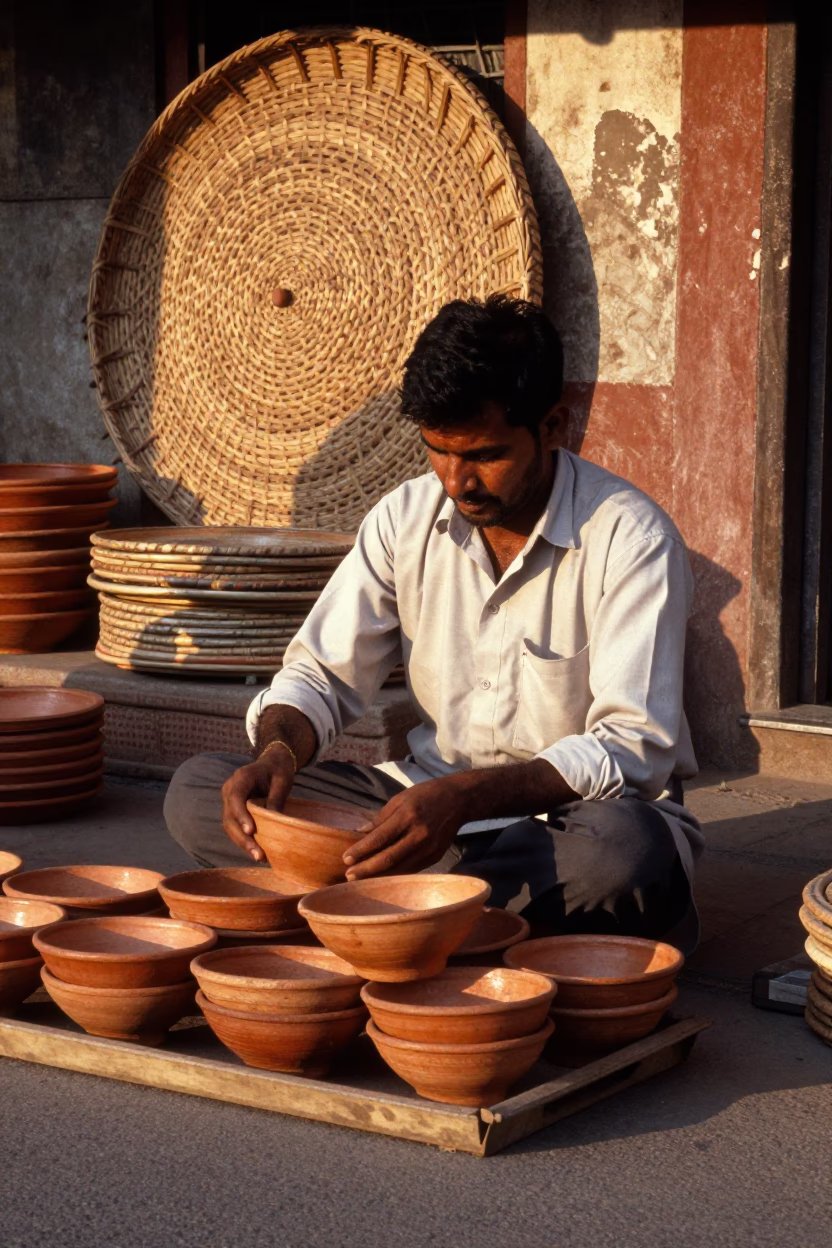 Street Scene in Jaipur at The Late Afternoon Light in in Jaipur, India