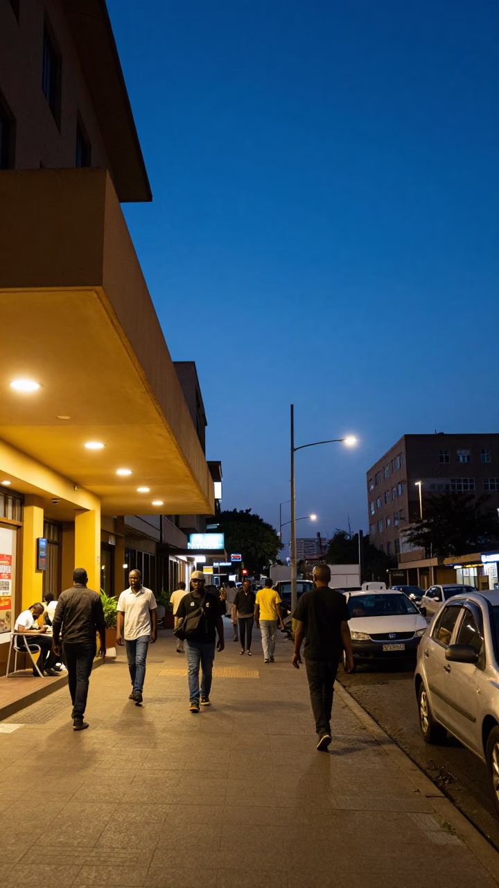 Street Scene in Johannesburg at Blue Hour in in Johannesburg, South Africa