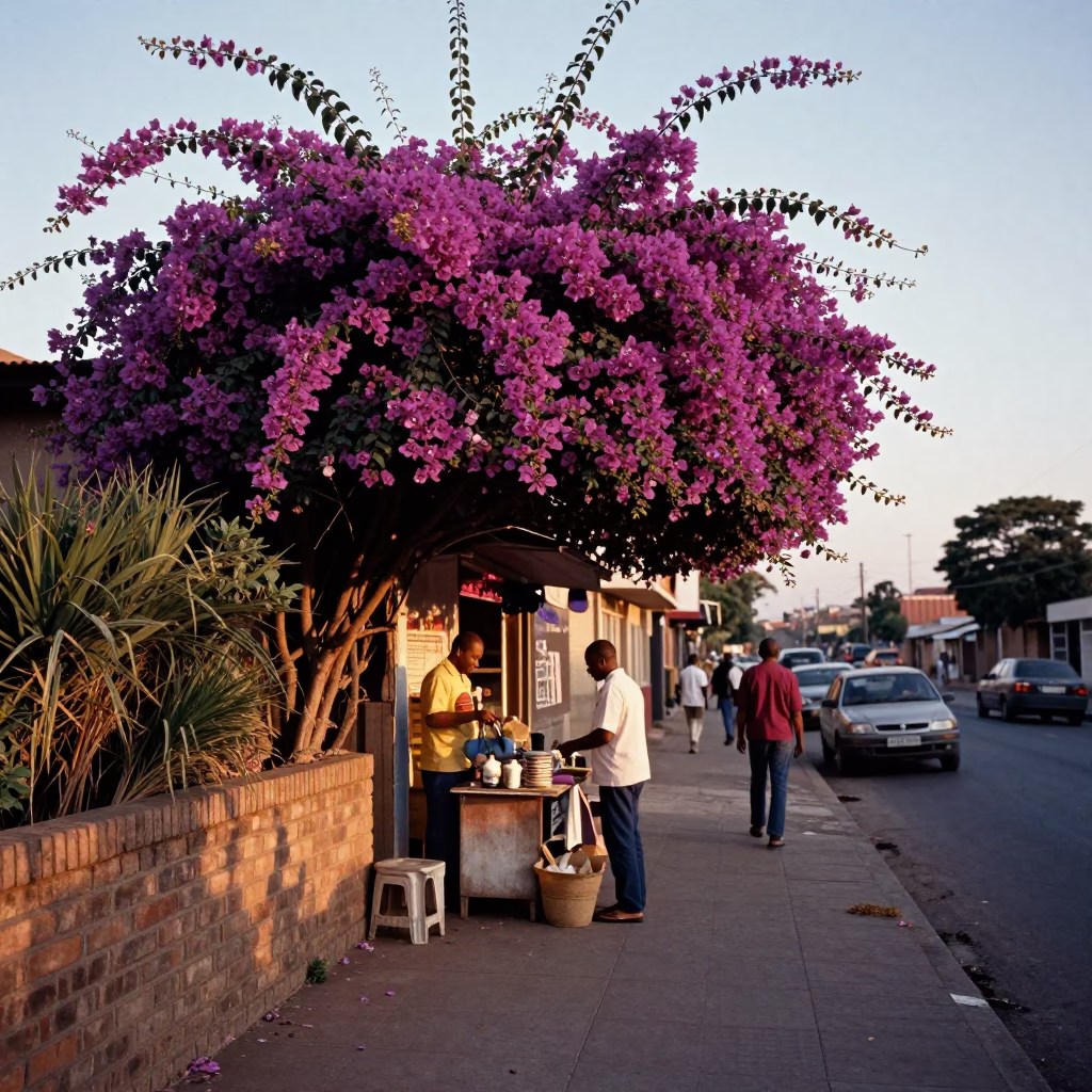 Street Scene in Johannesburg at Evening Light in in Johannesburg, South Africa