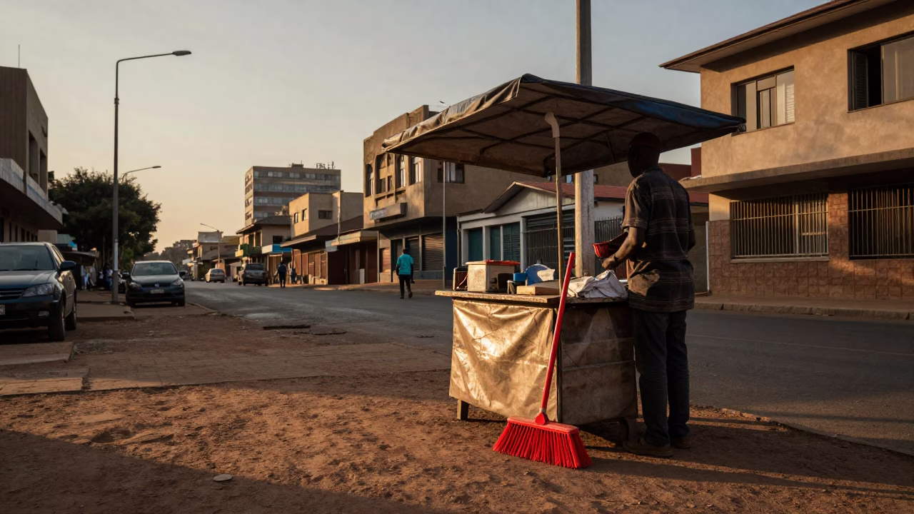 Street Scene in Johannesburg at First Light Of Dawn in in Johannesburg, South Africa