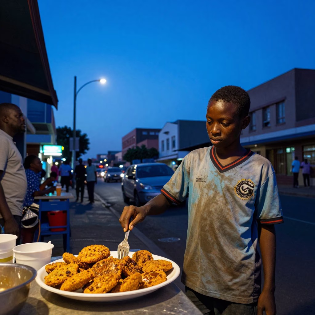 Street Scene in Johannesburg at Indigo Twilight After Sunset in in Johannesburg, South Africa