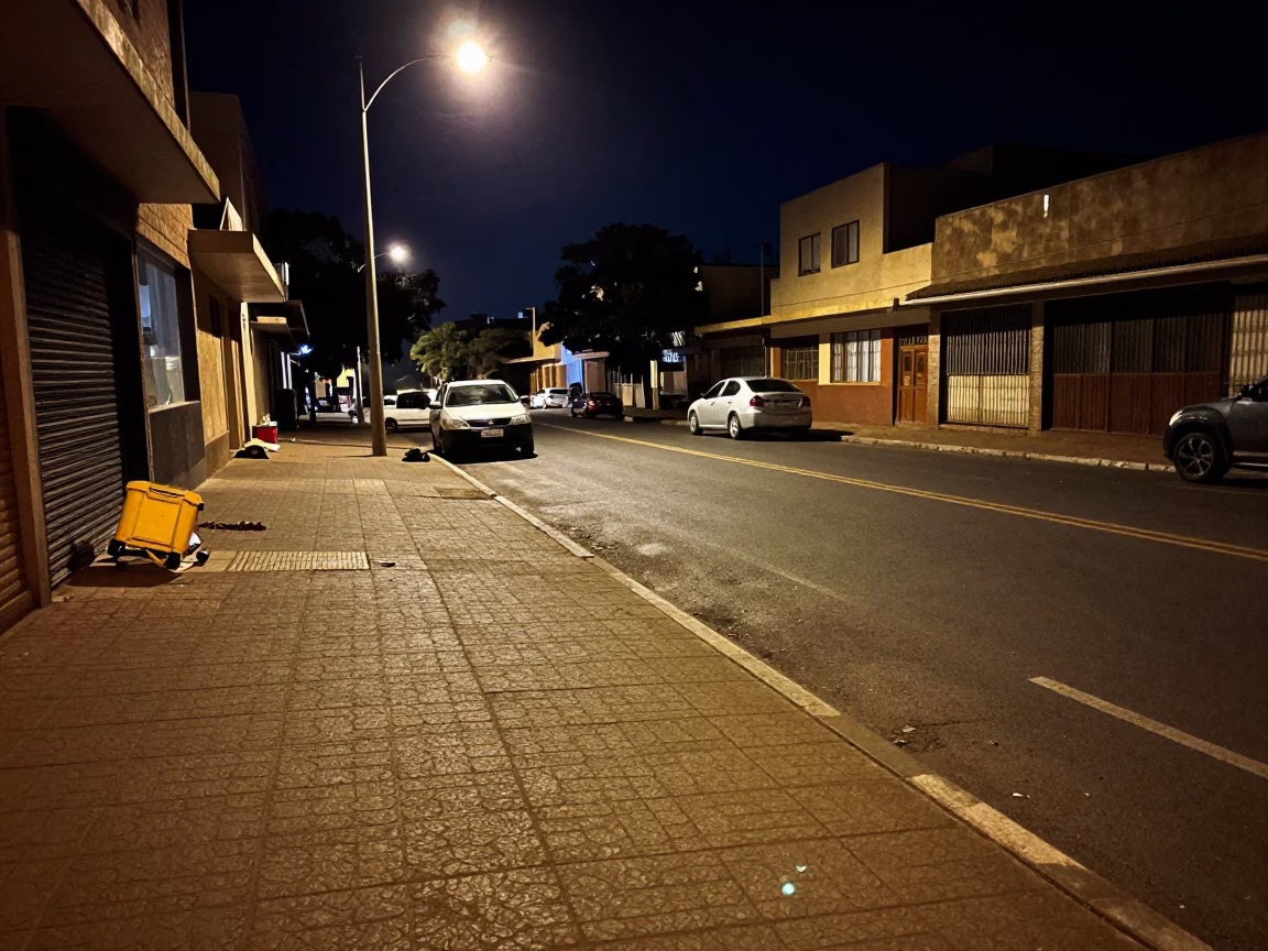 Street Scene in Johannesburg at Midnight Light in in Johannesburg, South Africa
