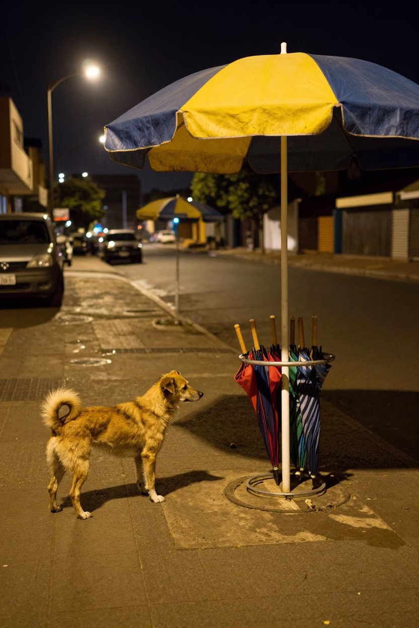Street Scene in Johannesburg at Midnight Light in in Johannesburg, South Africa