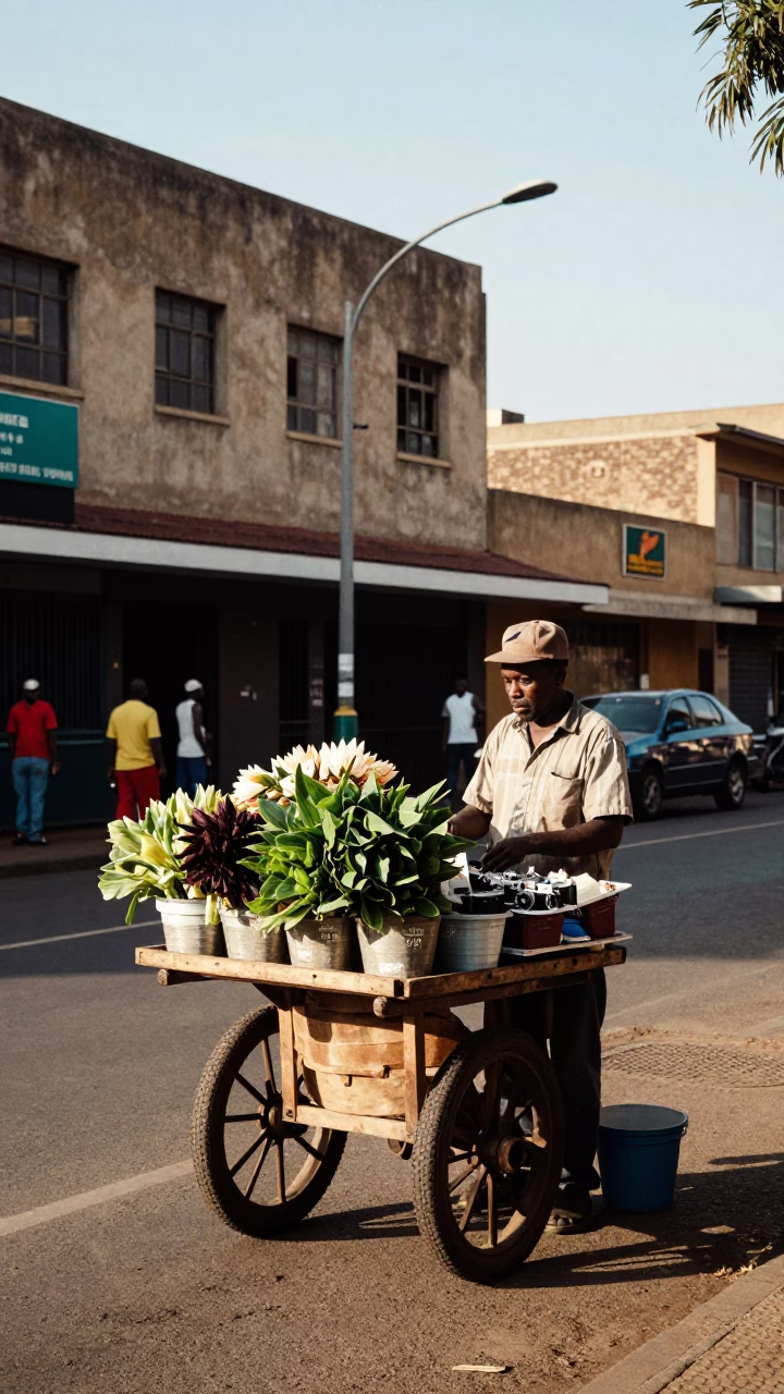 Street Scene in Johannesburg at The Early Afternoon Light in in Johannesburg, South Africa
