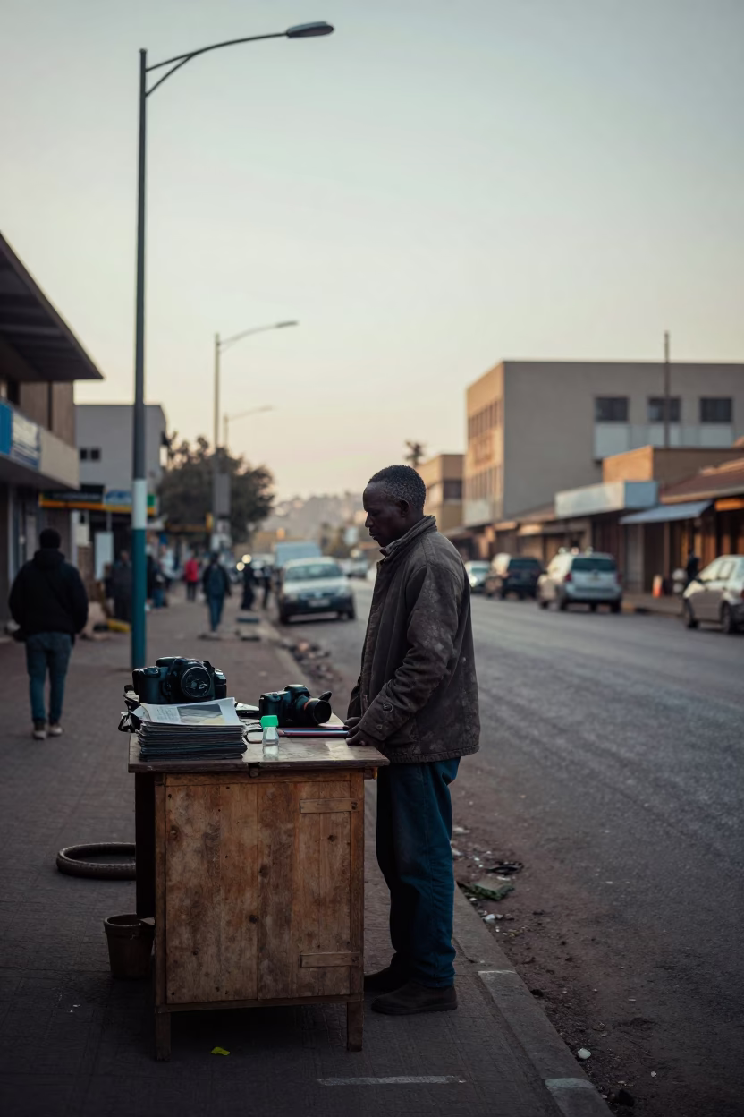 Street Scene in Johannesburg at The Early Morning Light in in Johannesburg, South Africa
