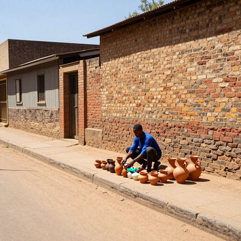 Street Scene in Johannesburg at The Flat Glare Of Noon Light in in Johannesburg, South Africa