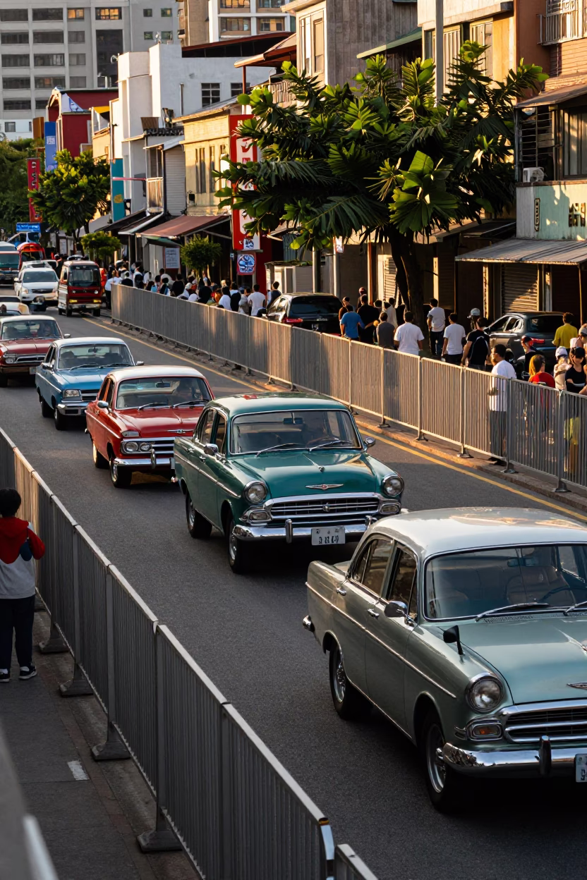 Street Scene in Kaohsiung at Golden Hour in in Kaohsiung, Taiwan