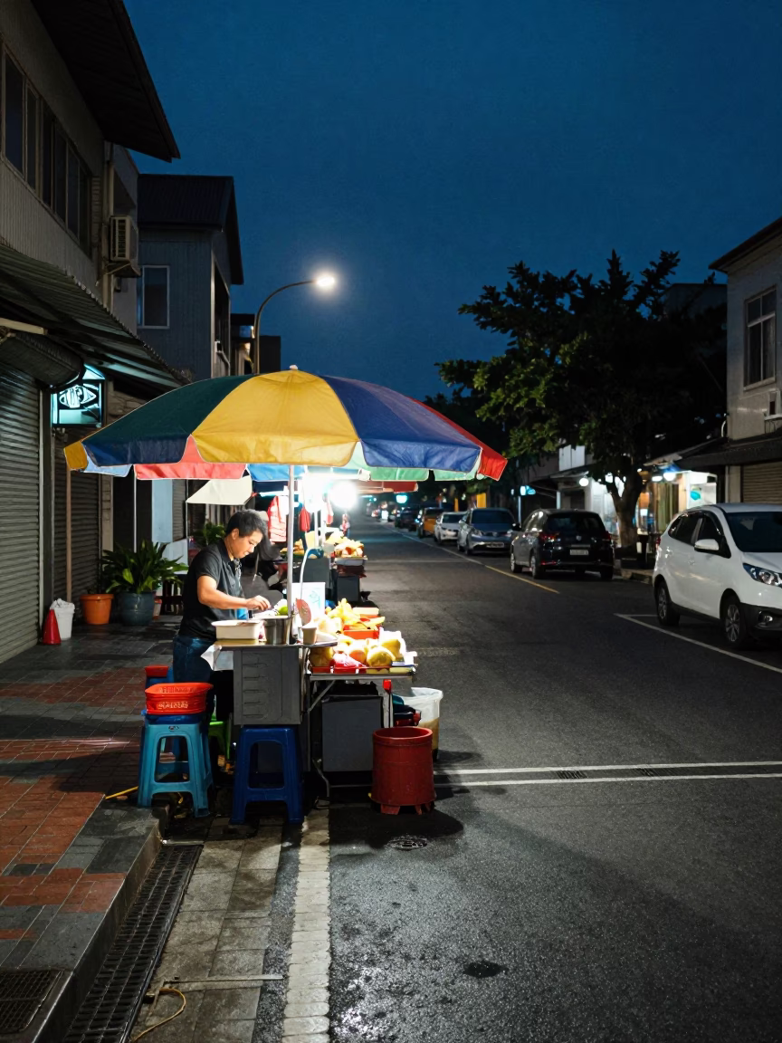 Street Scene in Kaohsiung at Late At Night Light in in Kaohsiung, Taiwan