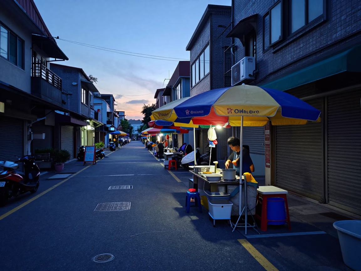 Street Scene in Kaohsiung at Sunrise Light in in Kaohsiung, Taiwan