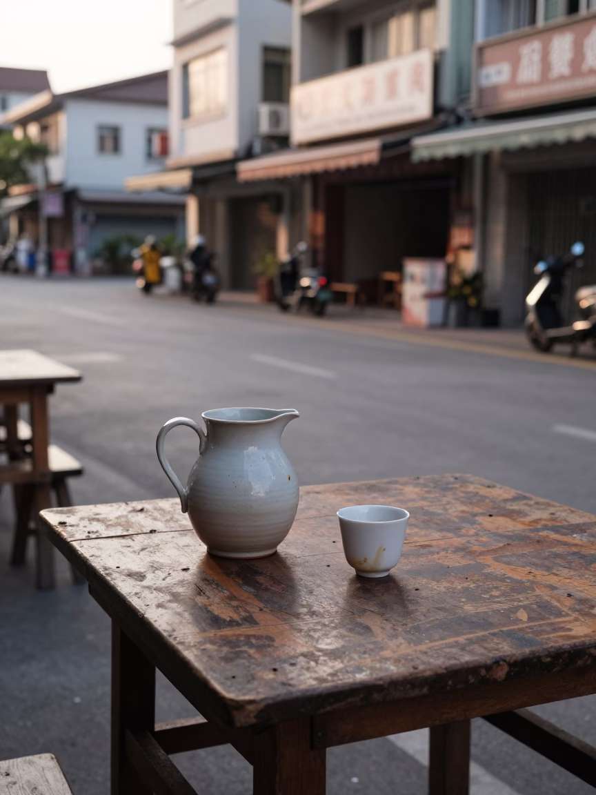 Street Scene in Kaohsiung at The Early Afternoon Light in in Kaohsiung, Taiwan