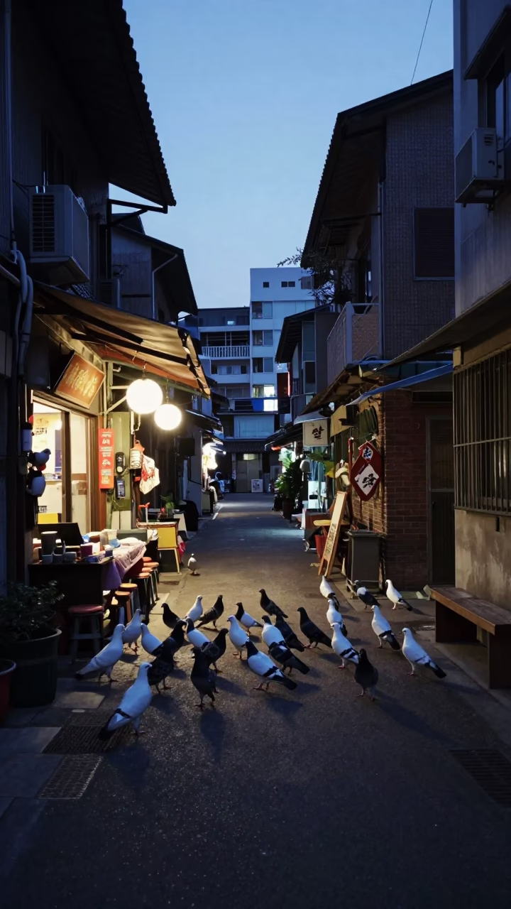 Street Scene in Kaohsiung at The Still Hours Before Dawn Light in in Kaohsiung, Taiwan