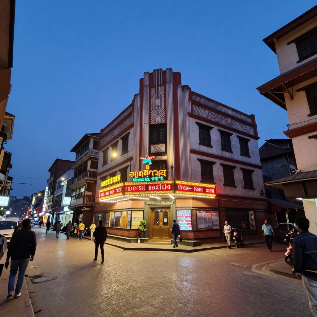 Street Scene in Kathmandu at Blue Hour in in Kathmandu, Nepal