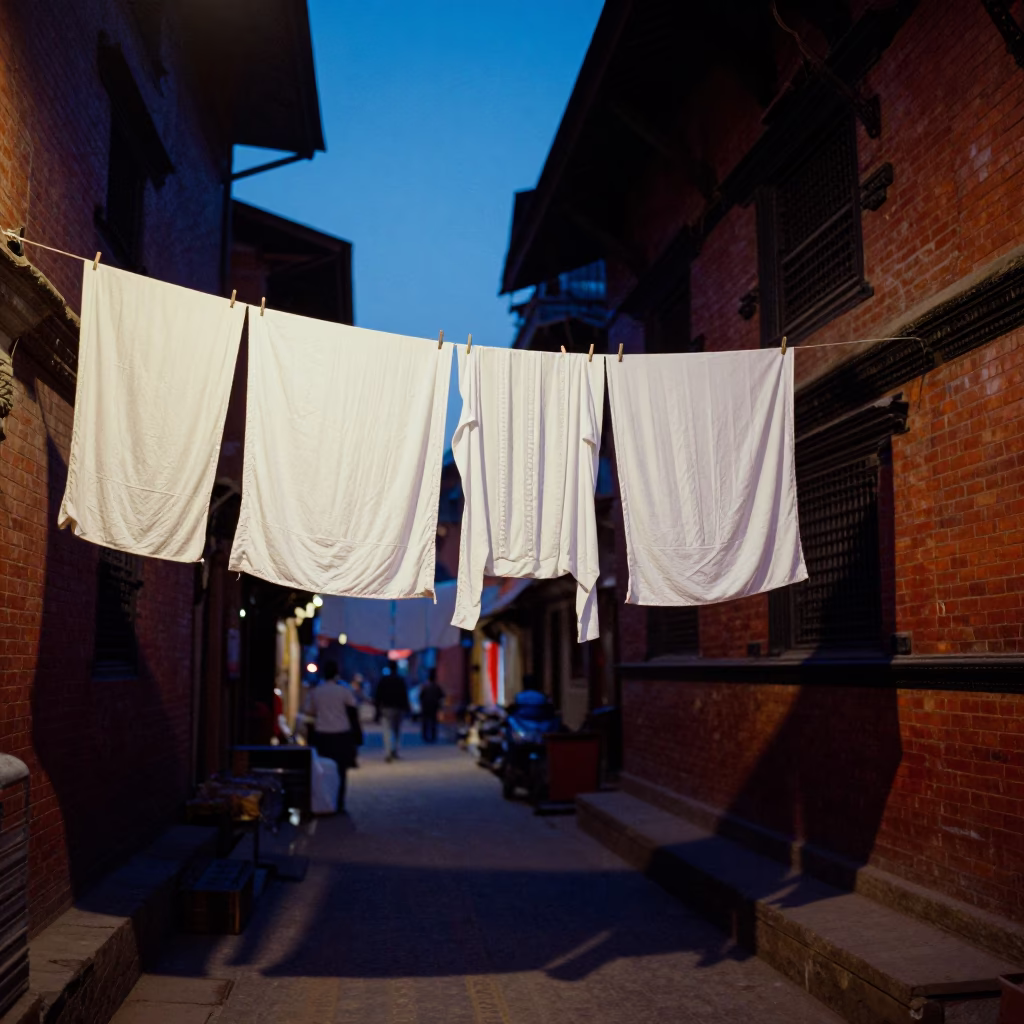 Street Scene in Kathmandu at Blue Hour in in Kathmandu, Nepal