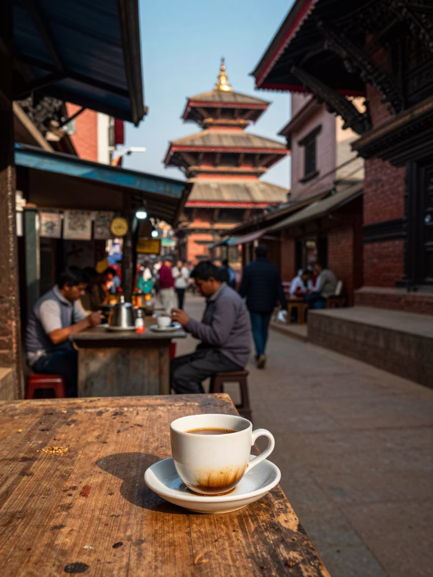 Street Scene in Kathmandu at Clear Late-afternoon Light in in Kathmandu, Nepal